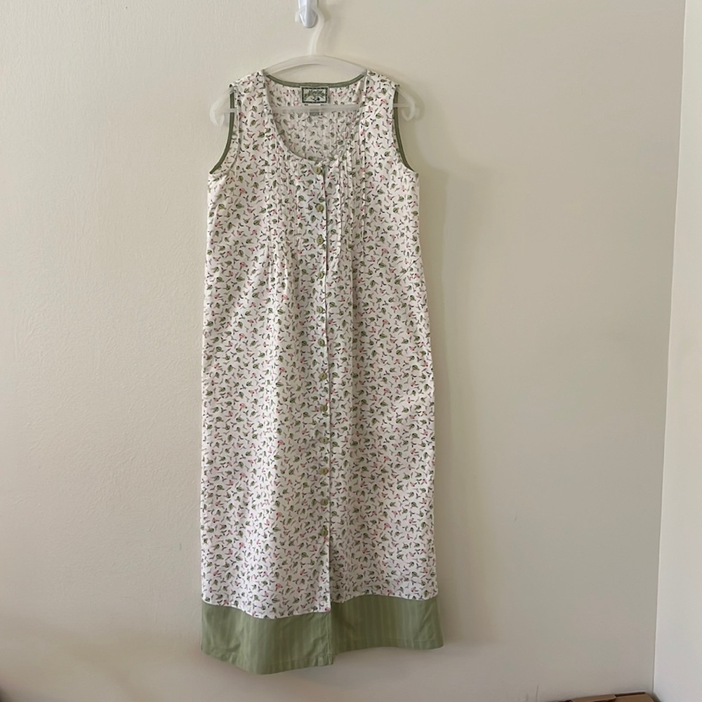 April Cornell sleeveless dress, front and back pintucks, ties in back, size ~M